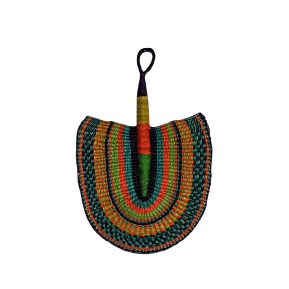 Bolga fan waaier handgeweven olifantsgras Bolgatanga PaiPai Sankore Afrika elephant grass blauw