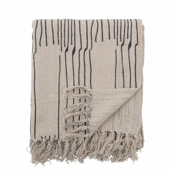Celly throw Bloomingville ecru black stripes 160x130cm