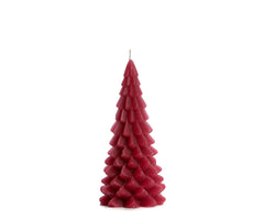 Raspberry pink candle shaped like a Christmas tree