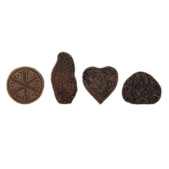 Sardia Deco - Blokdruk Houtblokken (set van 4)