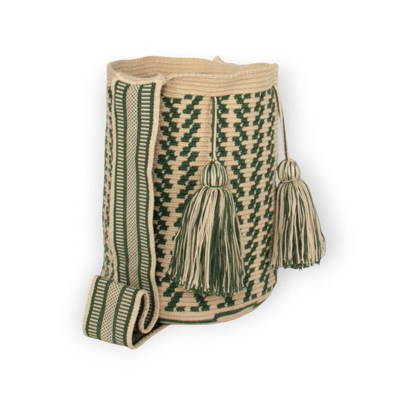 Wayuu crossbody bag basil handmade Colombia Guajii