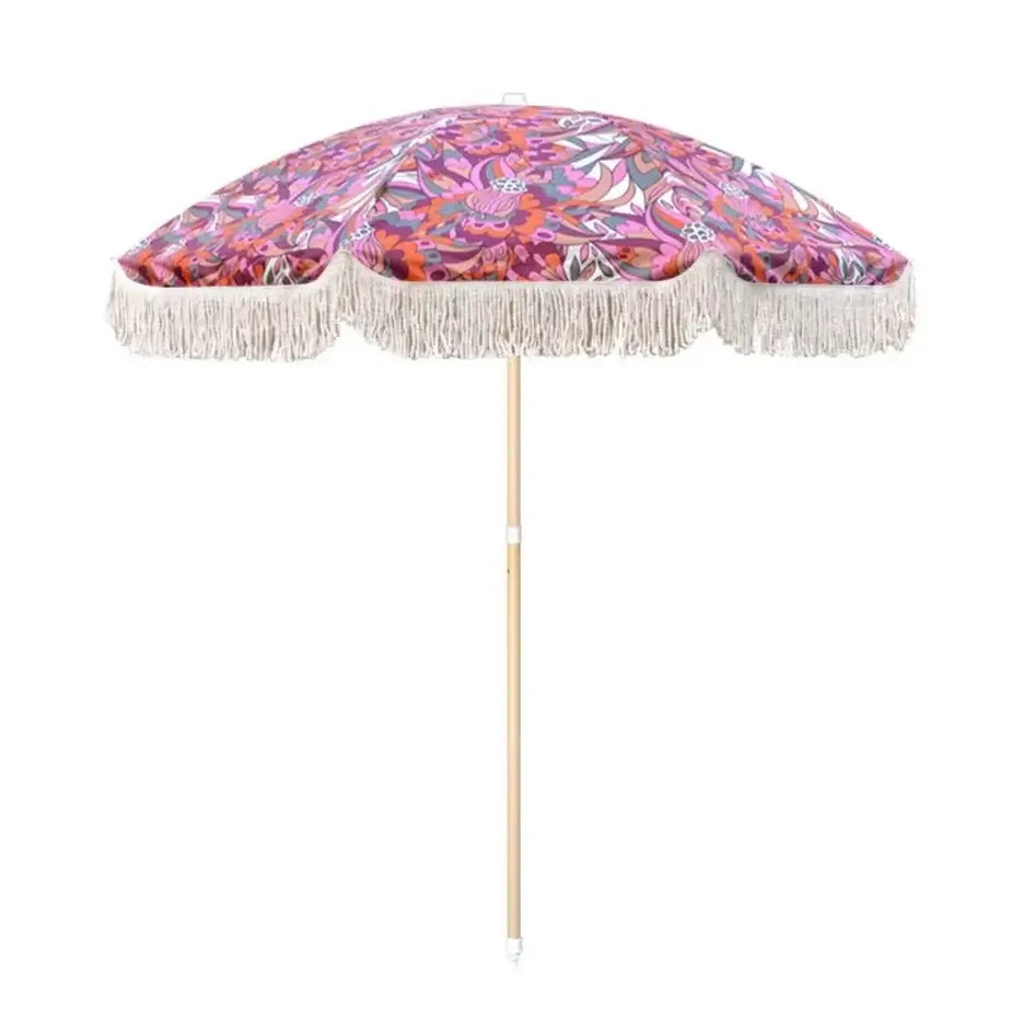 Sonnenschirm mit Fransen Ø180 cm Tropische Blumen recyceltes PET – Mayala  Home