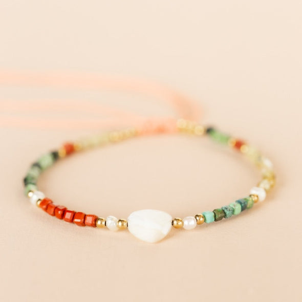 Gemstone Bracelet with Pearl Heart - Energy Stones