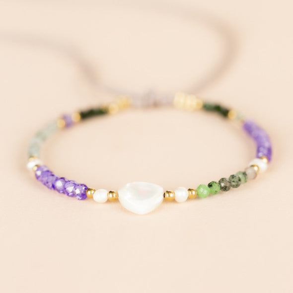 Gemstone Bracelet with Pearl Heart - Healing Stone