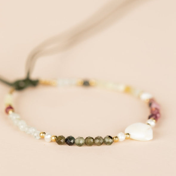 Gemstone Bracelet with Pearl Heart - Strength Stones