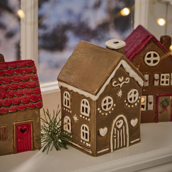 Ib Laursen gingerbread ceramic house for tea light xmas