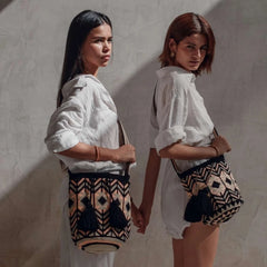 Wayuu bag crossbody black grey pink L