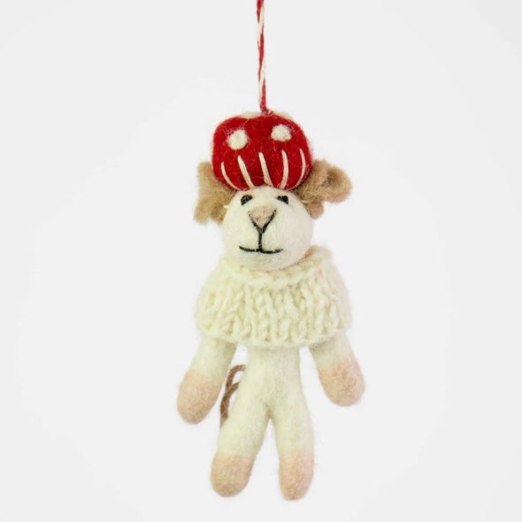 felt wool Christmas ornament A World of Craft mushroom mouse