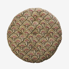 Madam Stoltz chair pad olive sand rose print