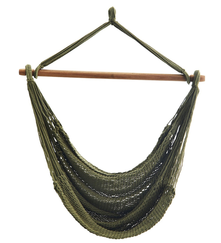 Madam Stoltz hanging chair knitted green