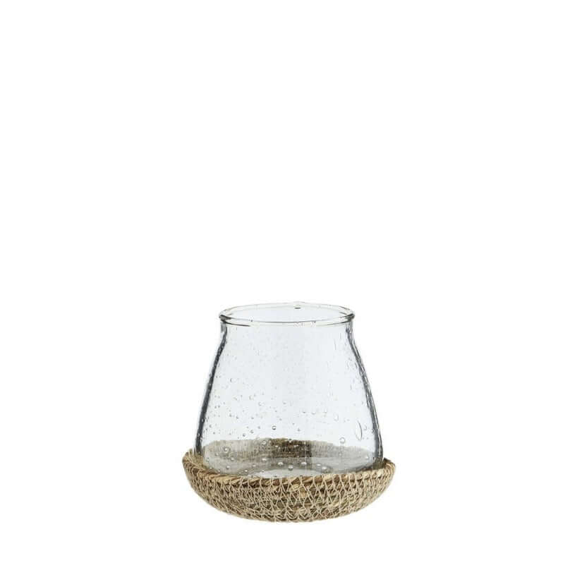 Madam Stoltz glass votive with jute tray small