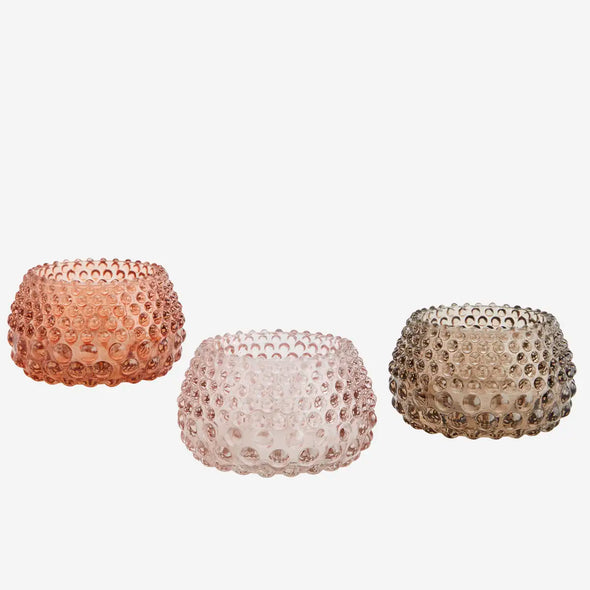 Madam Stoltz glass votive candle holder bubbles
