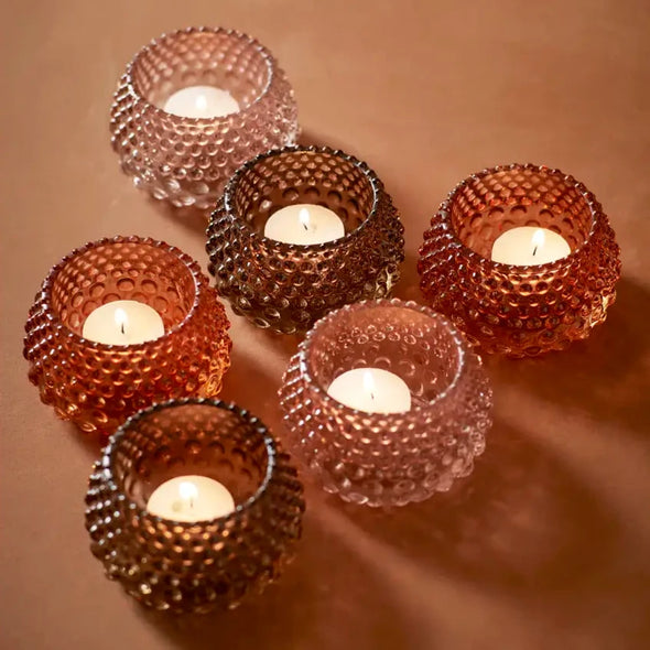 Madam Stoltz glass votive candle holder bubbles 3 colours