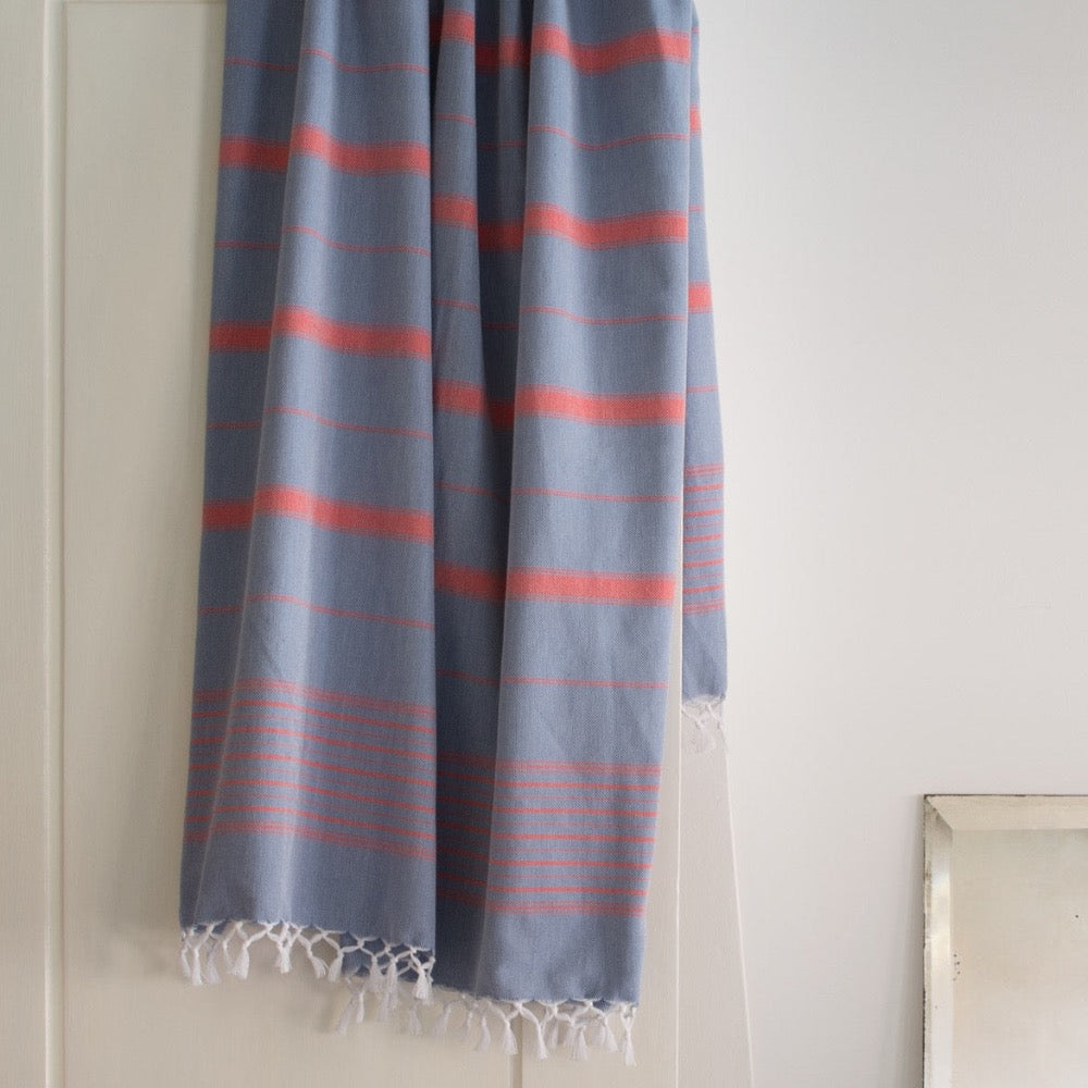Ottomania hamam towel hammam doek 170x100 steel blue brick red