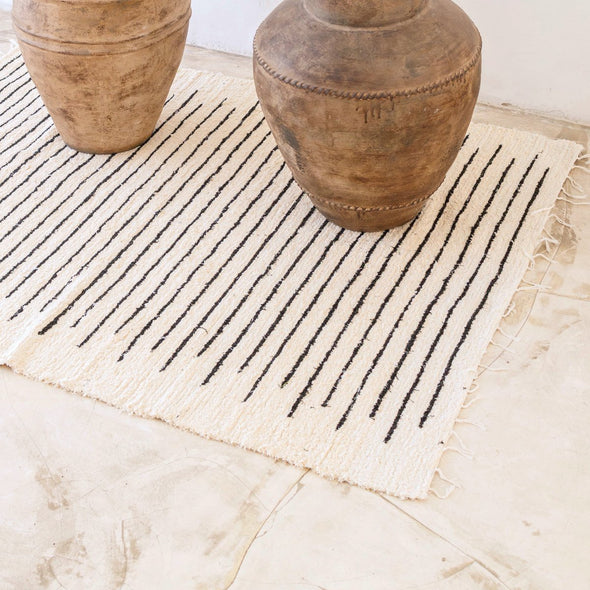 Soeji Kerta Rug white black striped 2 sizes