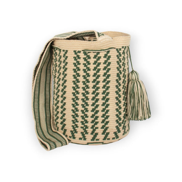 Wayuu crossbody bag basil handmade Colombia Guajii