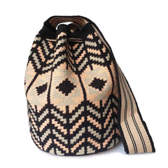 Wayuu bag crossbody black grey pink L