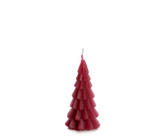 Red tiered candle shaped like a Christmas tree