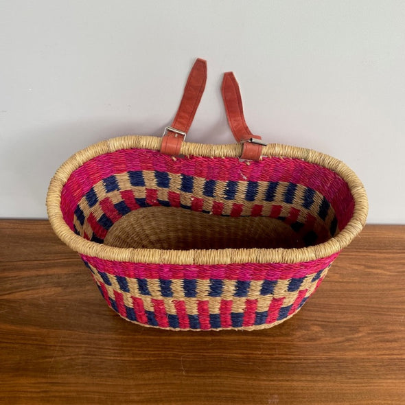 bicycle basket bike bag fietsmand roze blauw handwoven