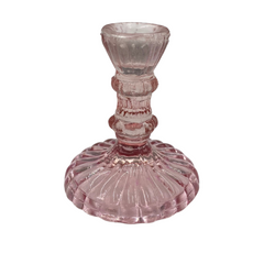 small glass candleholder dusty pink recycled 