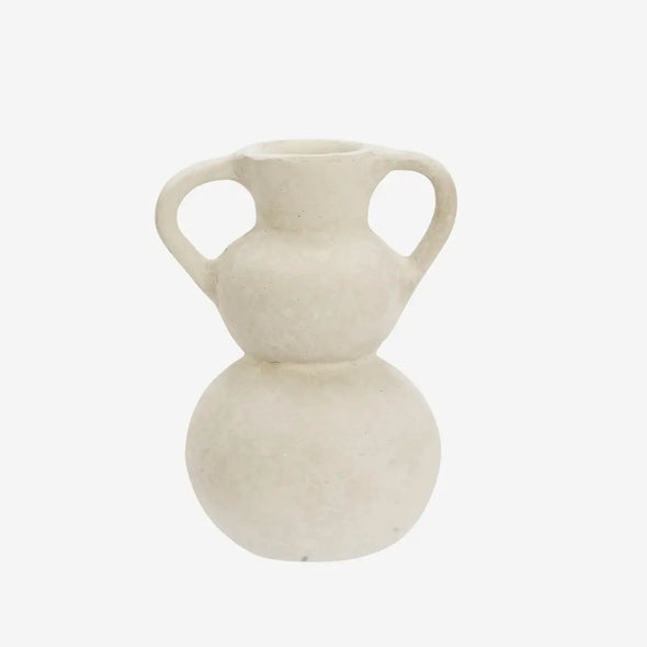 Madam Stoltz papier mache vase white with handles