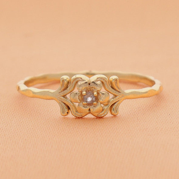 ring hepatica flower Mujajuma gold plated