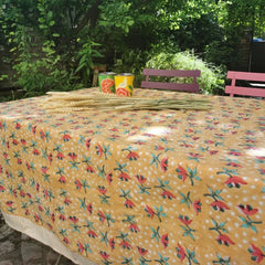 blockprint tablecloth yellow 250x150cm Curiosity Lab