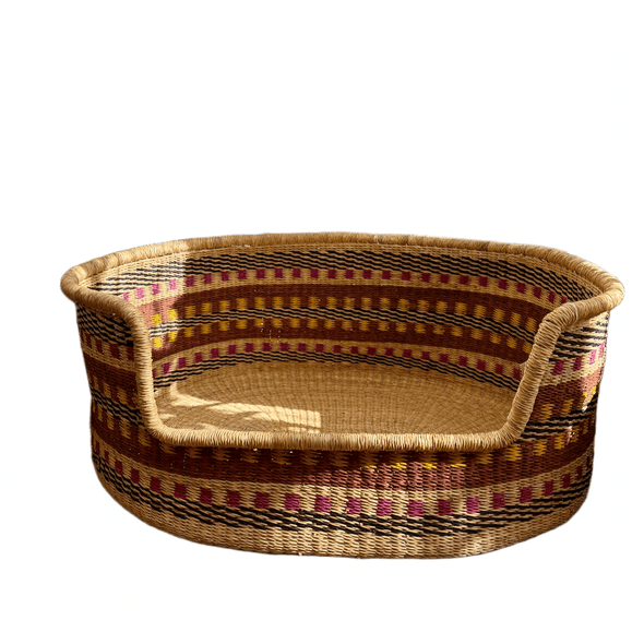 handwoven dog basket L natural boho style the Basket Room