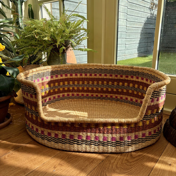 handwoven dog basket L natural boho style the Basket Room