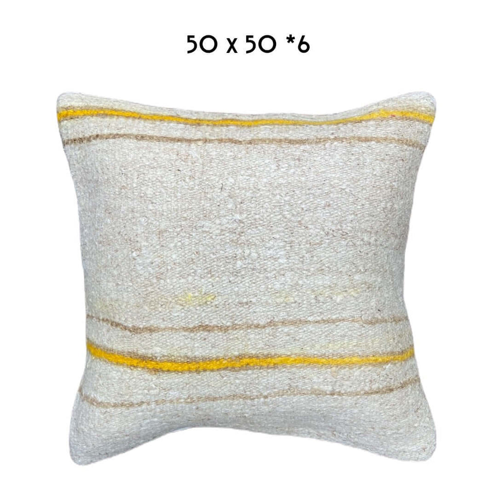 vintage hemp cushion 50x50cm Turkey yellow stripes