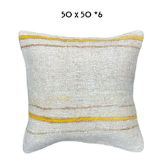 vintage hemp cushion 50x50cm Turkey yellow stripes