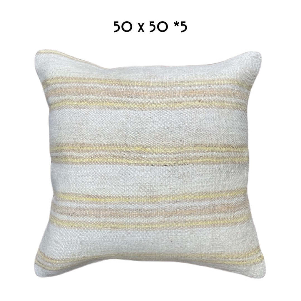 vintage hemp cushion 50x50cm Turkey stripes soft tones