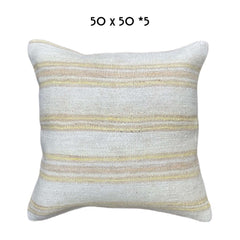 vintage hemp cushion 50x50cm Turkey stripes soft tones