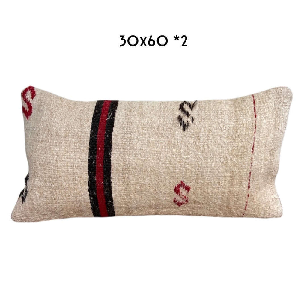 hennep kussen 30x60cm handgemaakt in Turkije, uniek, kelim