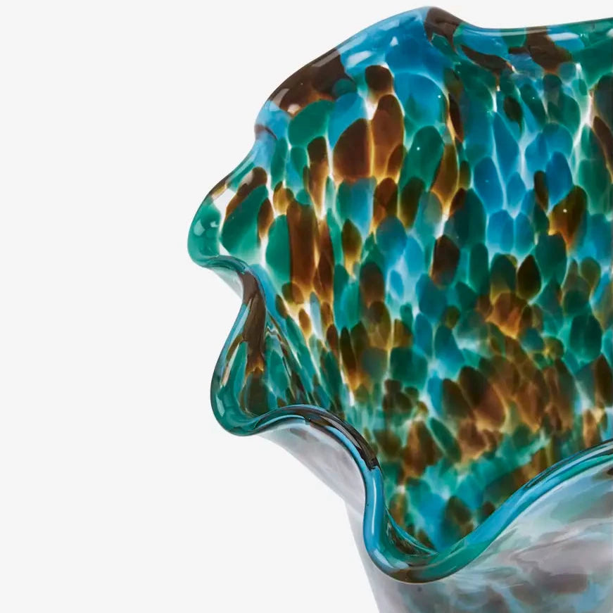 Glass vase with a textured surface in blue and brown Madam Stoltz