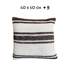 vintage kilim cushion Turkey white black stripes 40 x 40 cm Nadia Dafri organic eco sustainable handmade