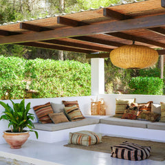 kilim cushions poufs outdoor seating boho style