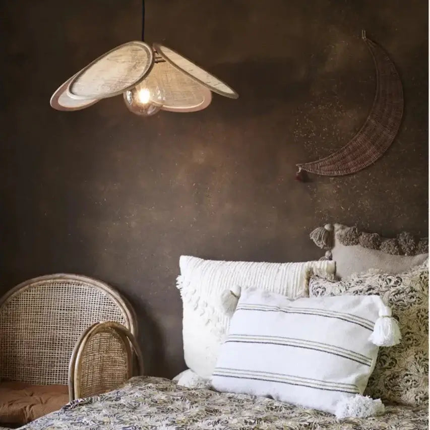 Madam Stoltz rattan ceiling lamp with linen