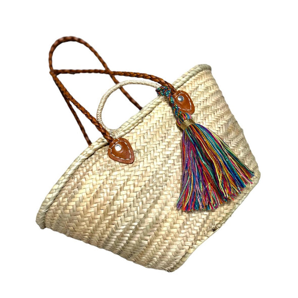 Moroccan shopper palm leaf colourful tassel