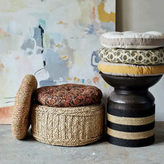 Madam Stoltz round cotton chair pad print