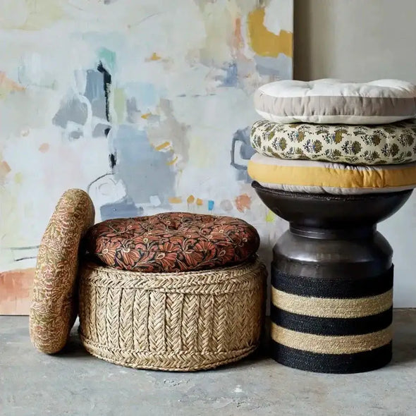 Madam Stoltz round cotton chair pad print