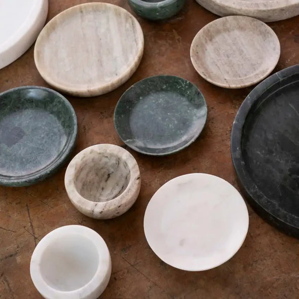 Madam Stoltz round marble storage tray green