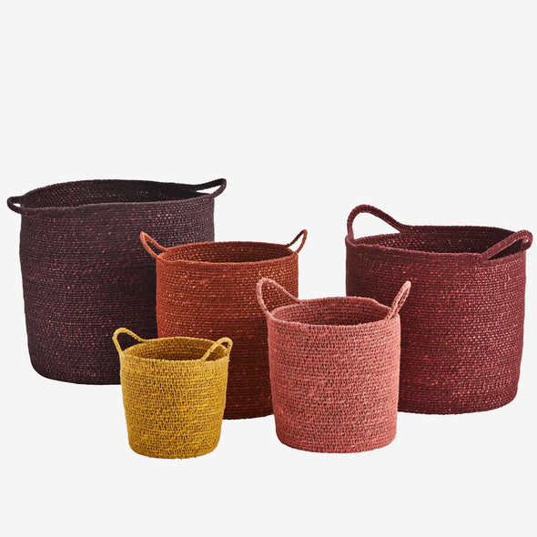 set of 5 seagrass baskets with handles Madam Stoltz