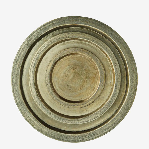 Madam Stoltz set of 3 aluminium trays handmade