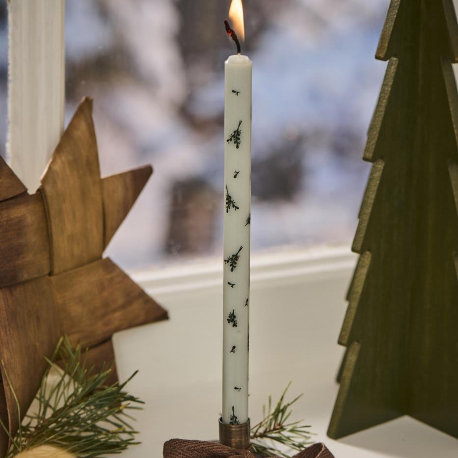 taper candle mistletoes green Ib Laursen