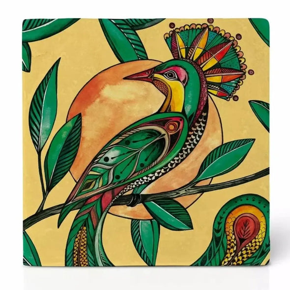 Ligarti natural stone tile coaster bird of Paradise peach