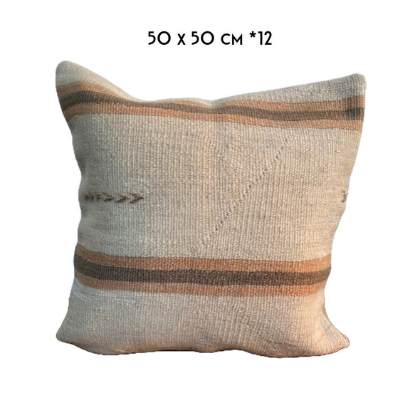 vintage kelim kussen 50x50cm zachte kleuren gestreept