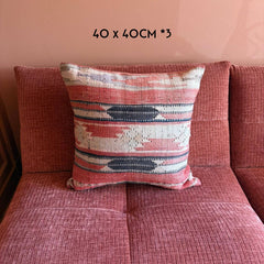vintage kilim cushion terracotta black boho