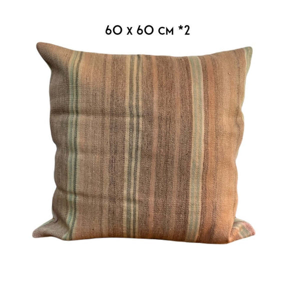kilim cushion 60x60cm Turkey kelim kussen groot bruin brown stripes