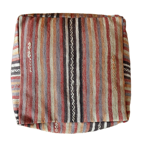 vintage kilim pouffe bordeaux stripes